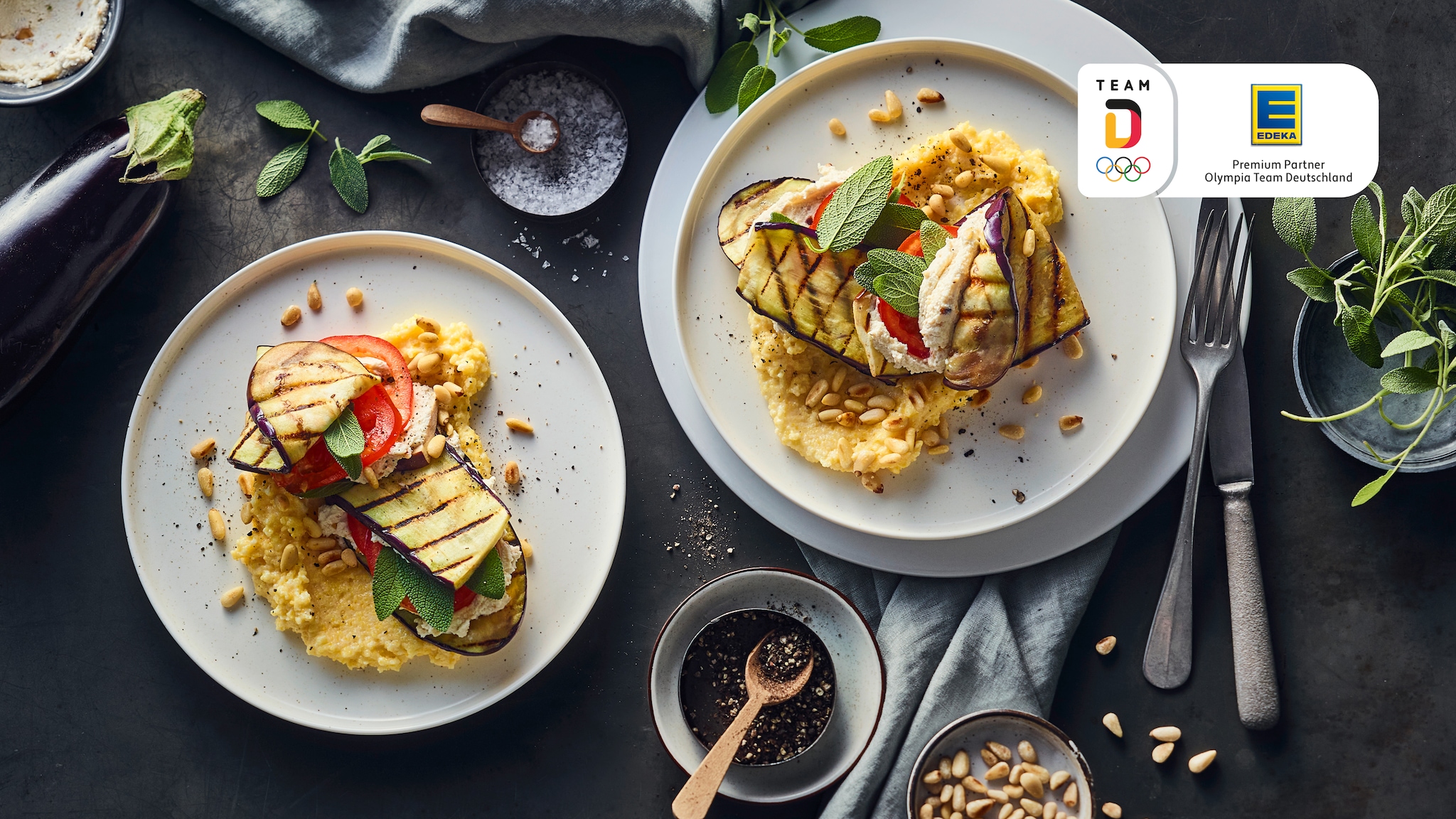 Auberginen-Saltimbocca mit Polenta