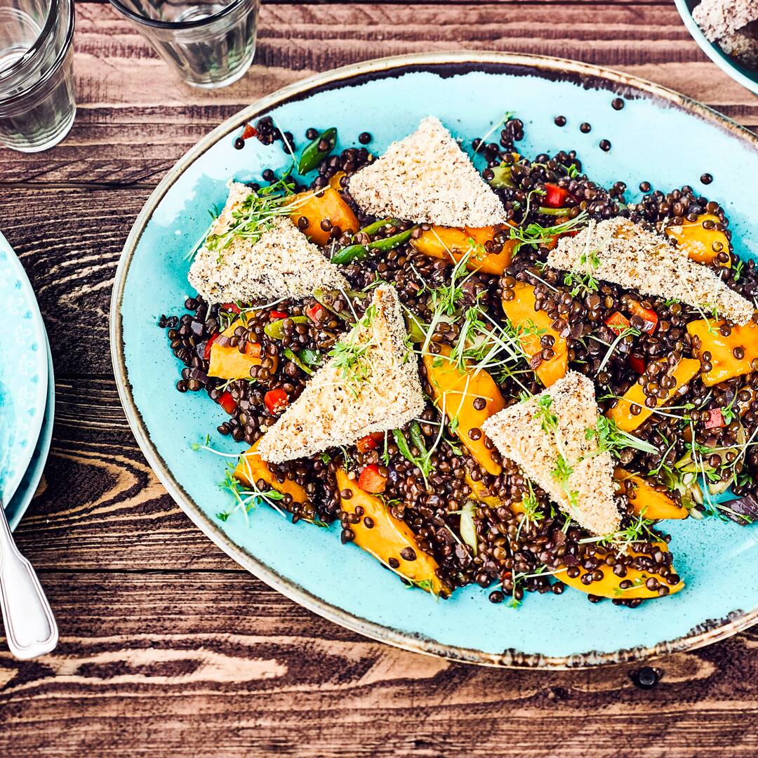 Belugalinsen-Salat