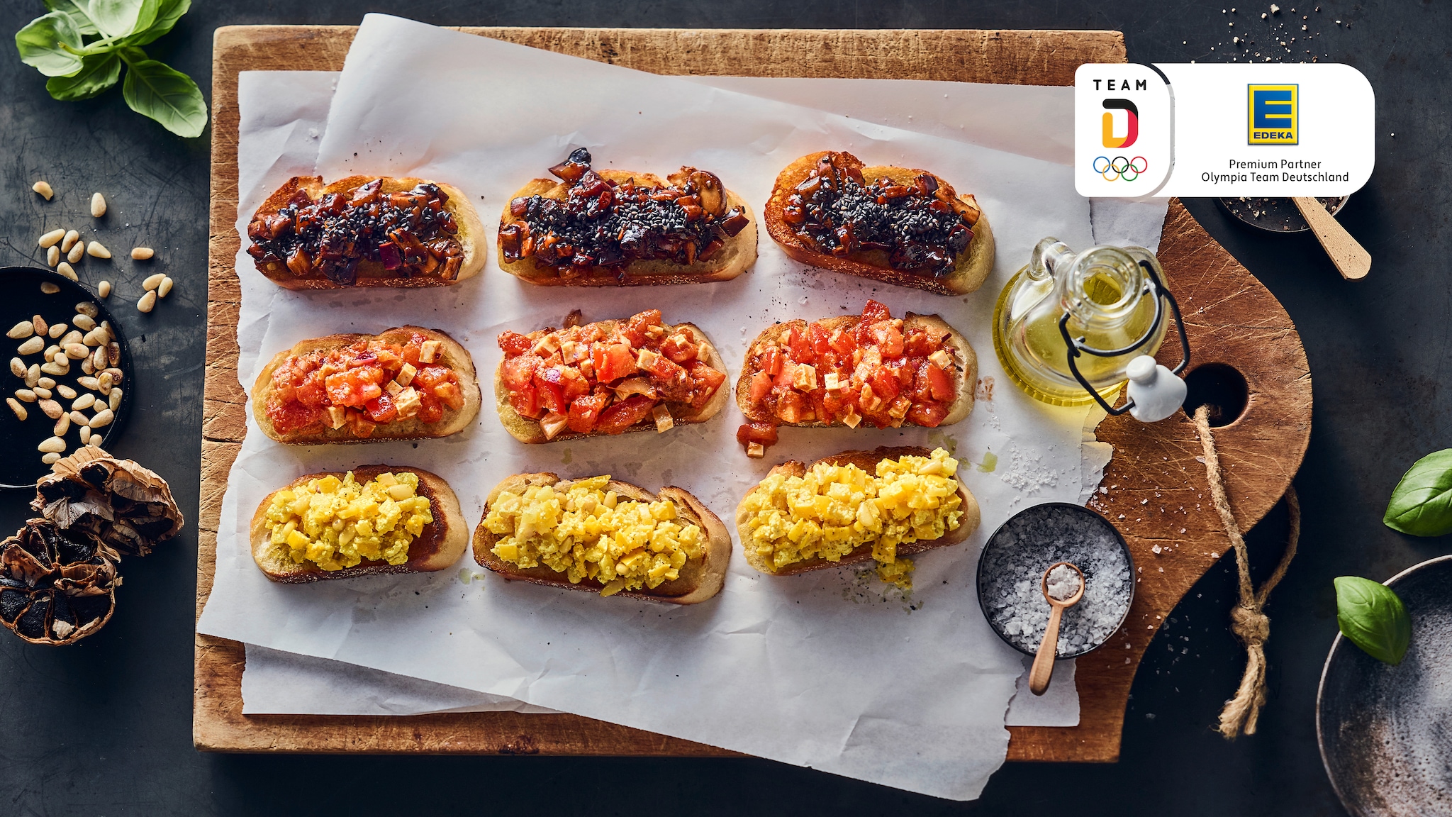 Bruschetta mit dreierlei Belag