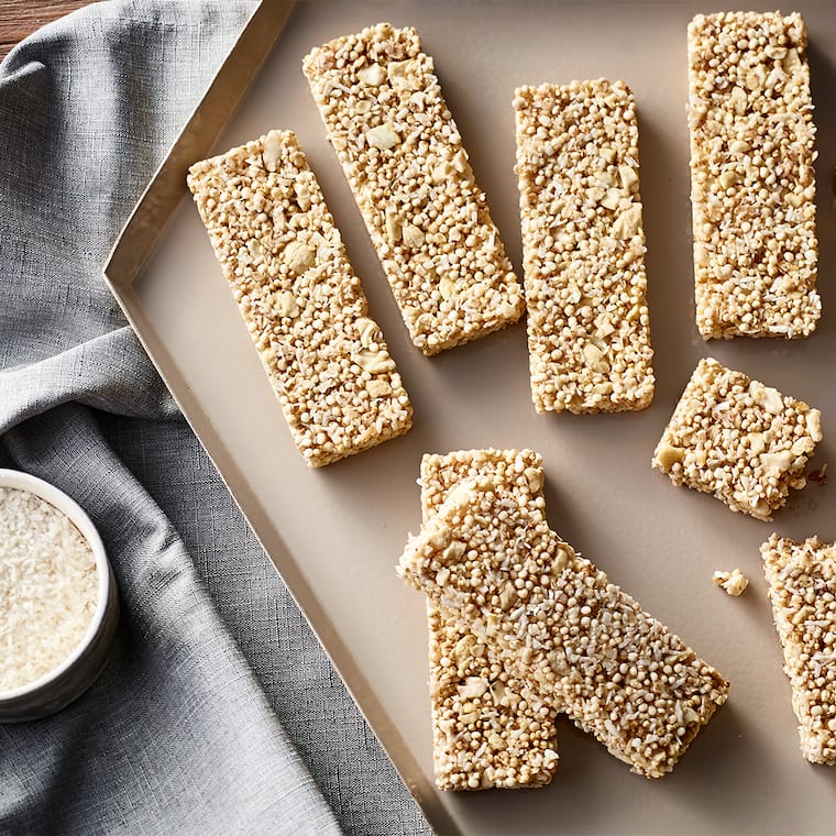 Cashew-Kokos-Riegel mit Reissirup und Vanille