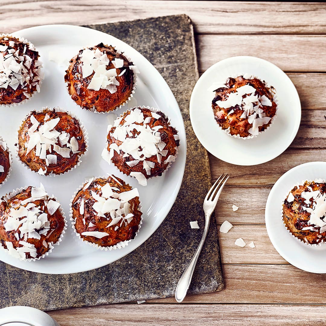 Dundee-Muffins mit Schokolade und Datteln