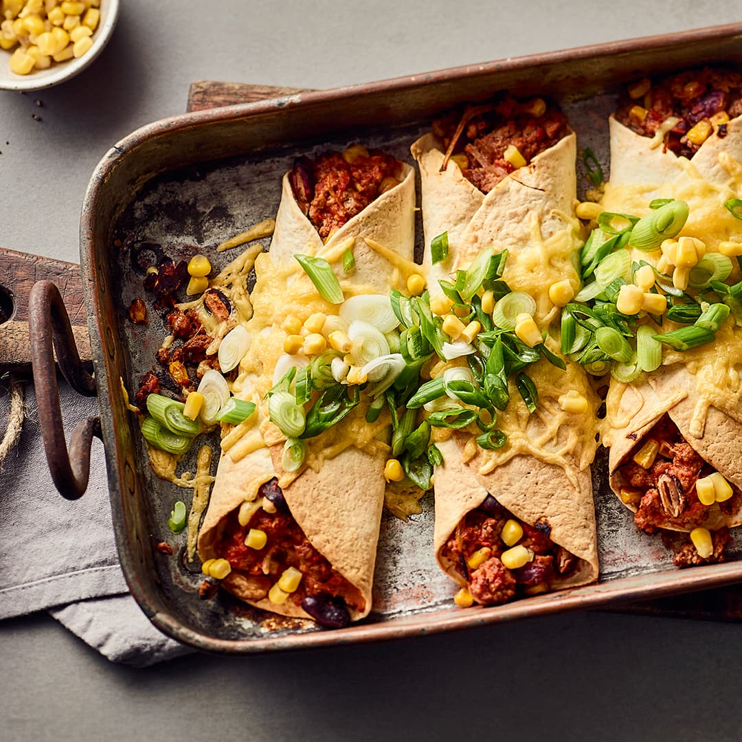 Enchiladas mit Mais und Schnittlauch