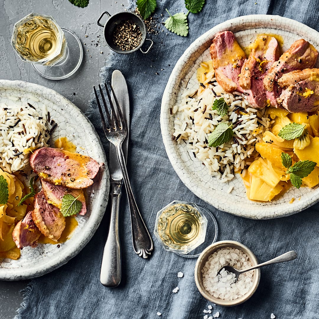 Ente mit Südfrüchten