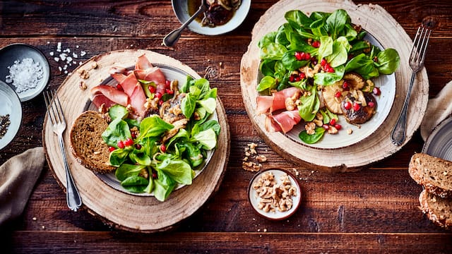 Feldsalat mit Schinken