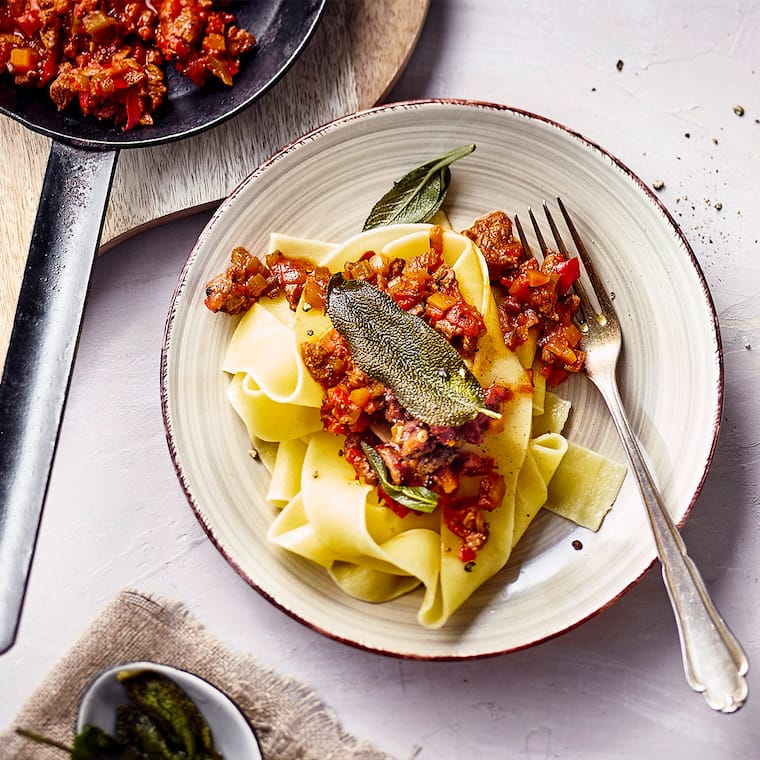 Fettuccine mit Entenragout