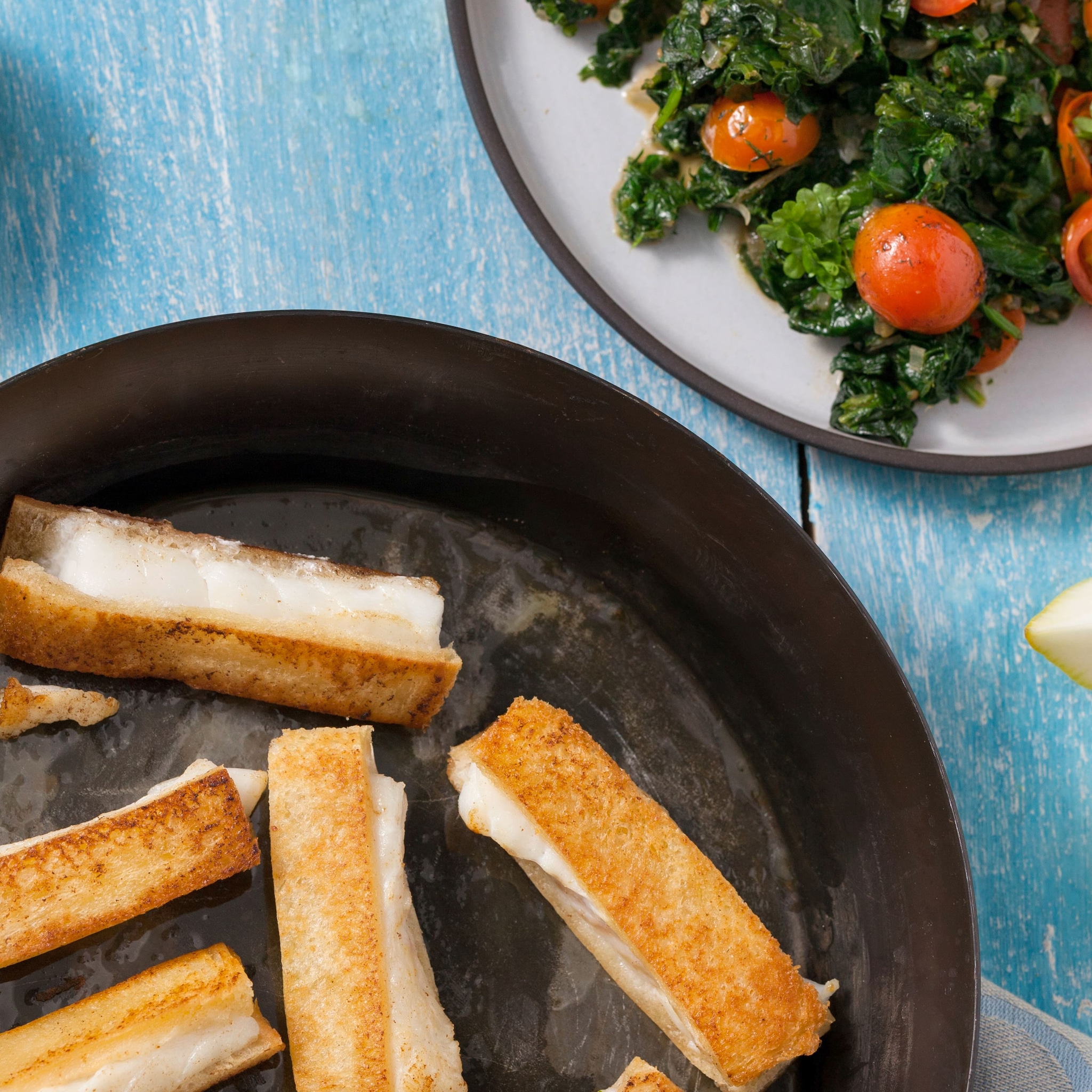 Fischstäbchen mit Spinat