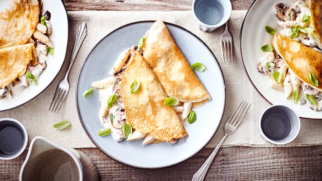 Grieß-Pfannkuchen mit Gemüse