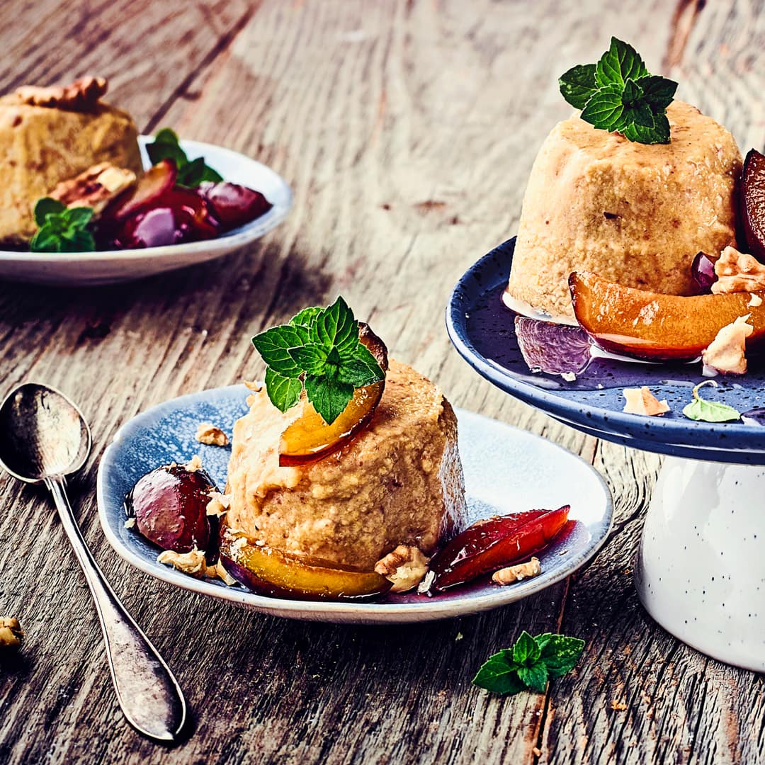 Grießflammeri mit Kompott