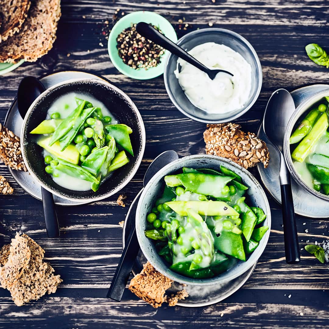 Grünes Erbsen-Spargelragout