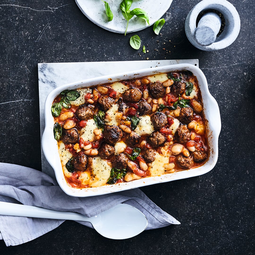 Hackbällchen-Auflauf mit Mozzarella 