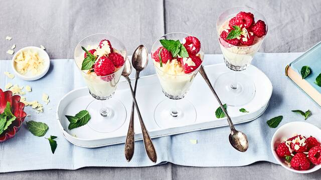 Himbeeren mit Panna cotta