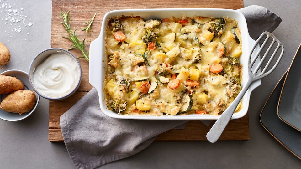 Kartoffelauflauf mit Gemüse
