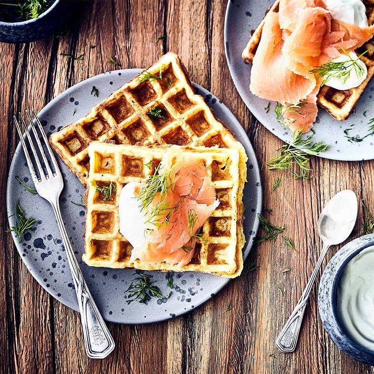 Kartoffelwaffeln mit Lachs