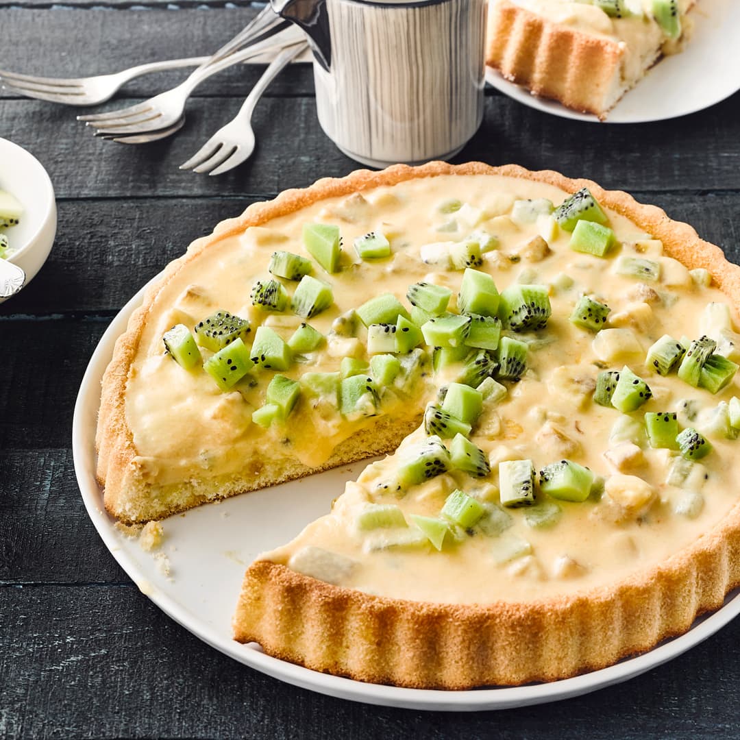 Kiwi-Bananen-Pudding-Kuchen