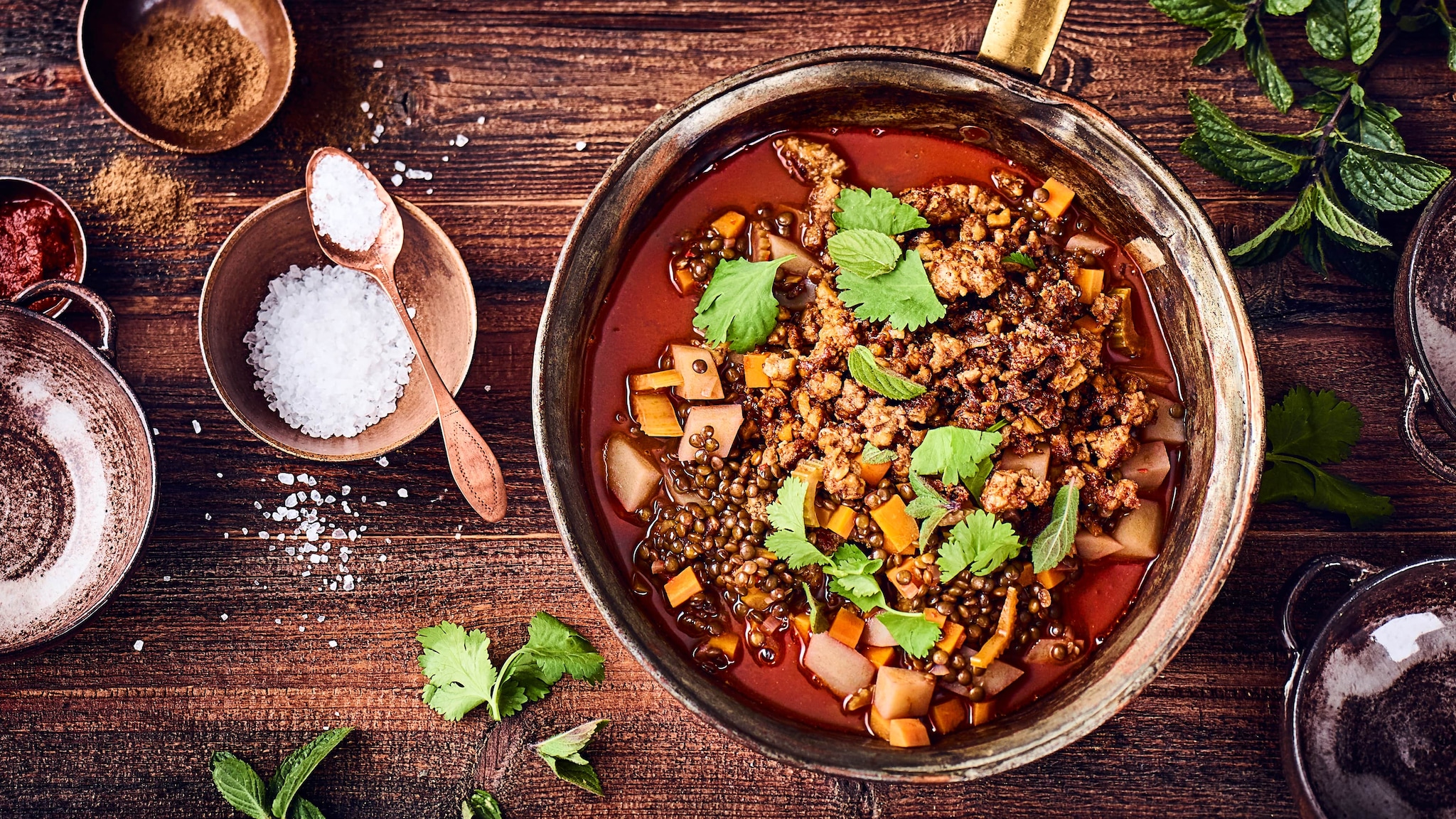 Linseneintopf mit veganem Hack