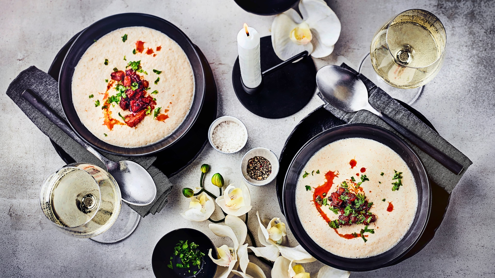 Mandelcremesuppe mit Sellerie