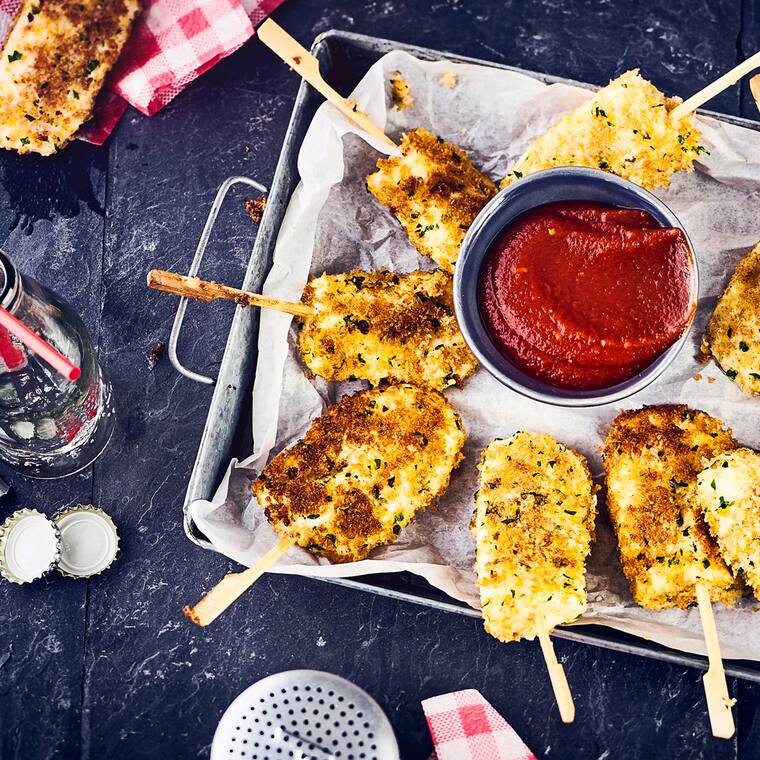 Mozzarellasticks mit Ketchup