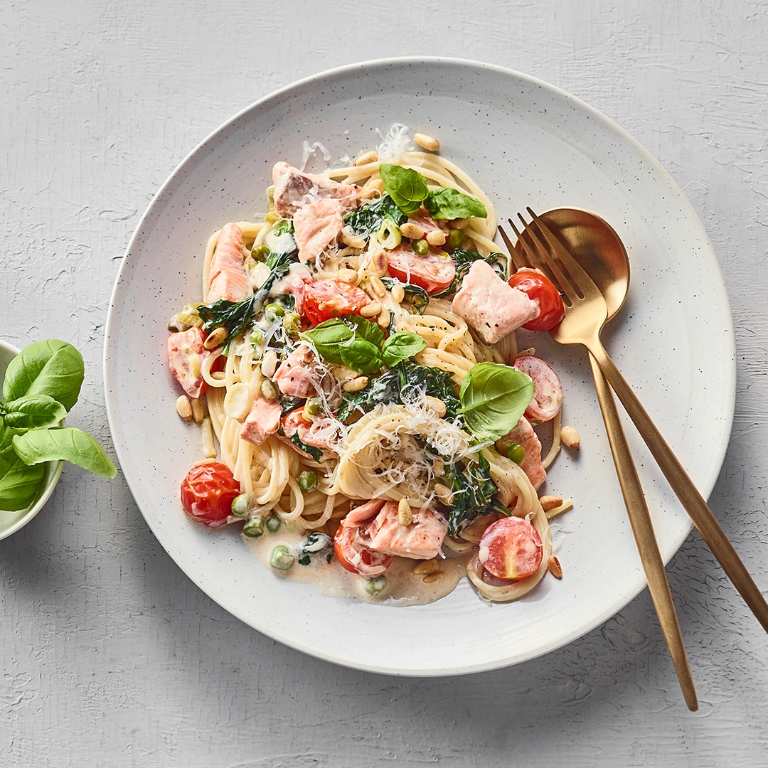 One Pot Pasta mit Lachs