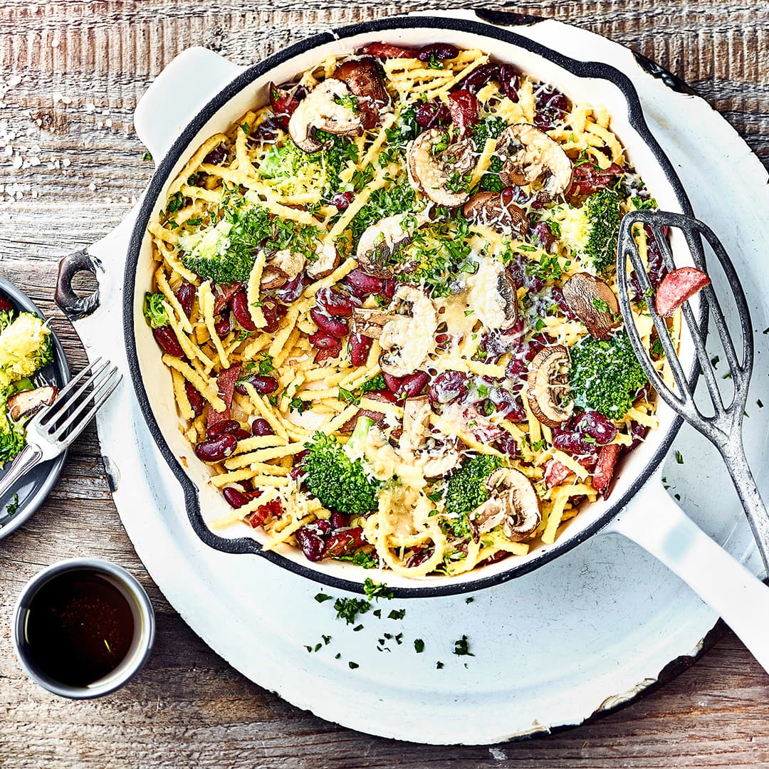 Nudel-Pilz-Gemüse-Pfanne