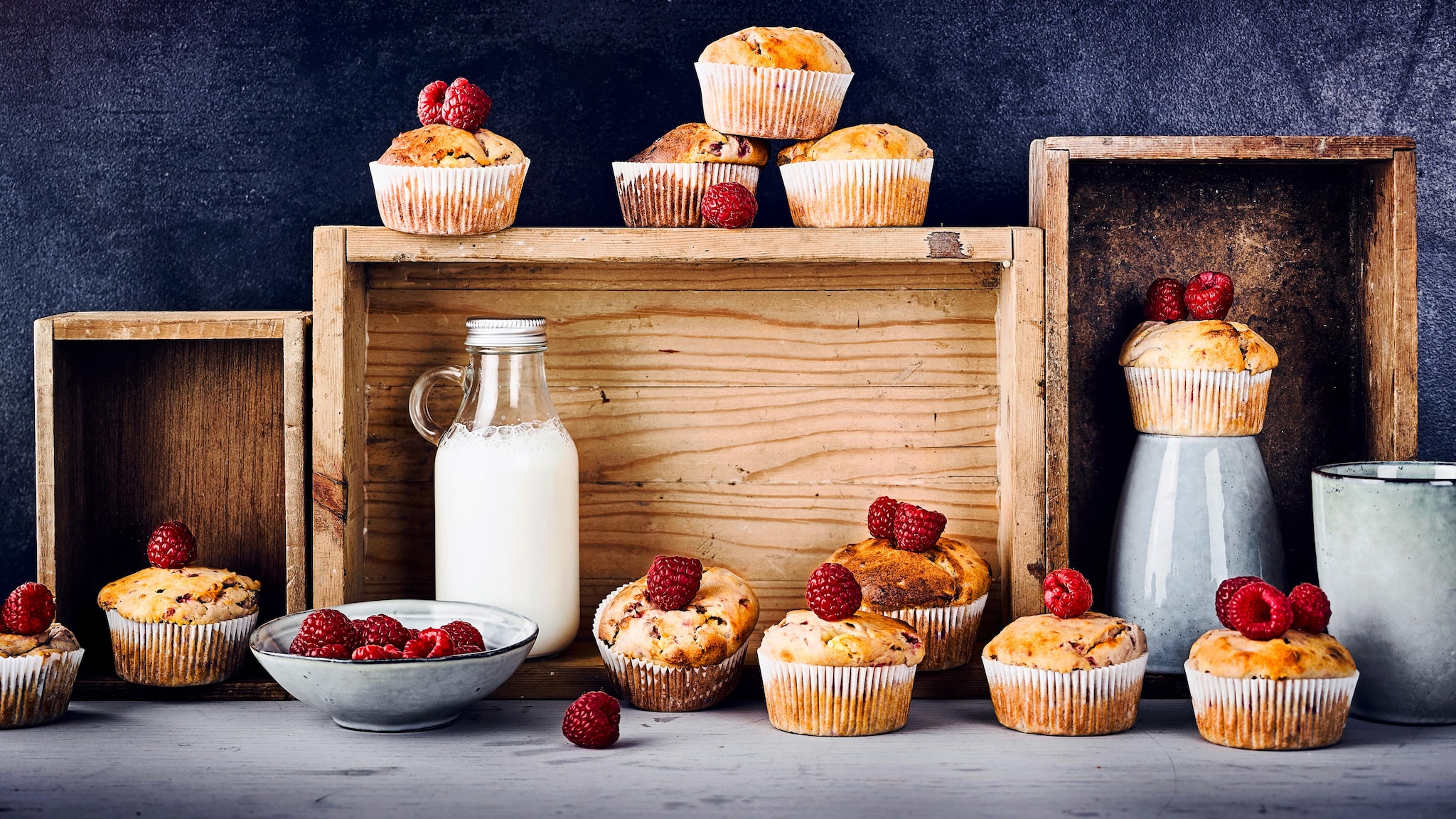 Quark-Muffins mit Himbeeren