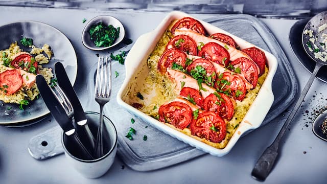 Reis-Lachs-Auflauf