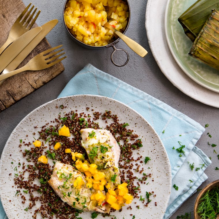 Rotbarbe mit Ananas-Salsa