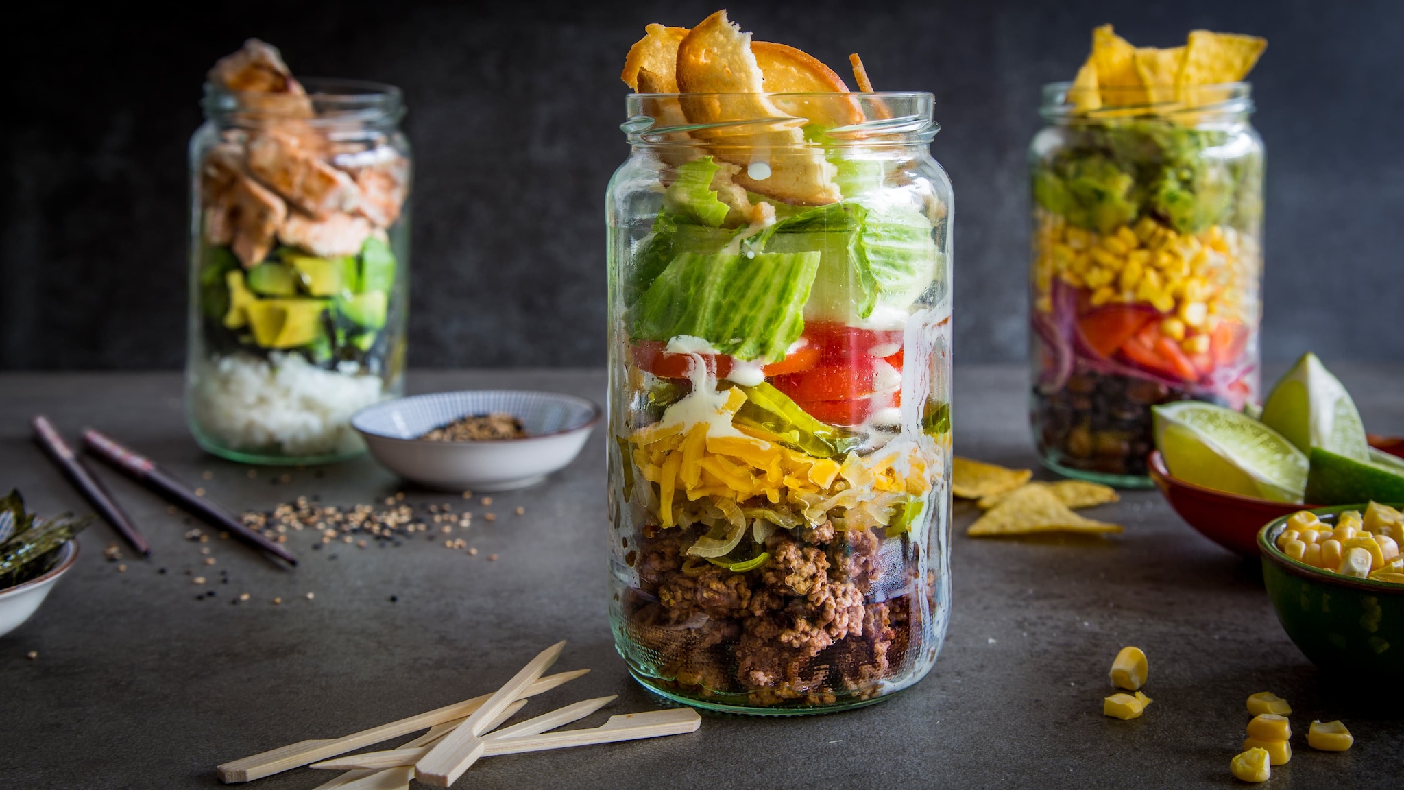Salat im Glas zum Mitnehmen