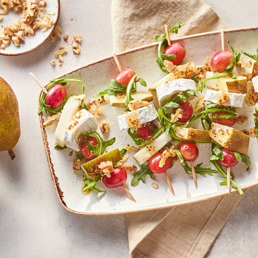 Salatspieße mit Birne
