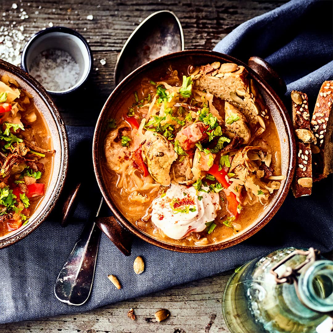 Sauerkrautsuppe mit Pilzen 