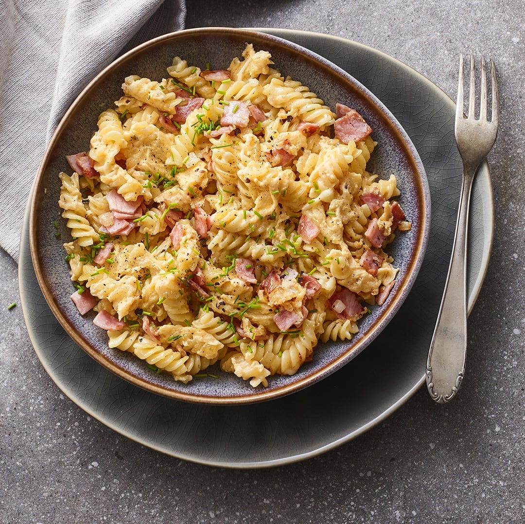 Schinkennudeln mit Ei