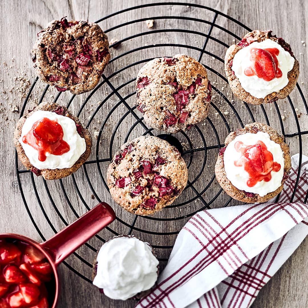 Schnelle Rhabarbermuffins