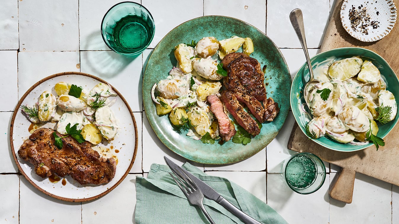 Schweinenacken mit Kartoffelsalat