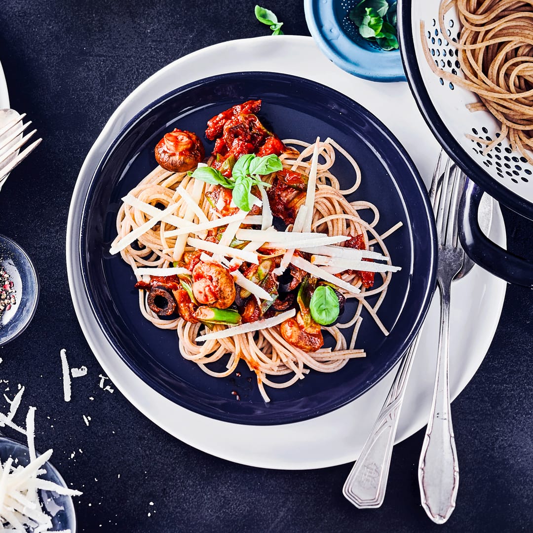 Spaghetti mit Champignons