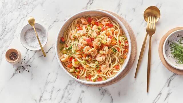 Spaghetti mit Garnelen