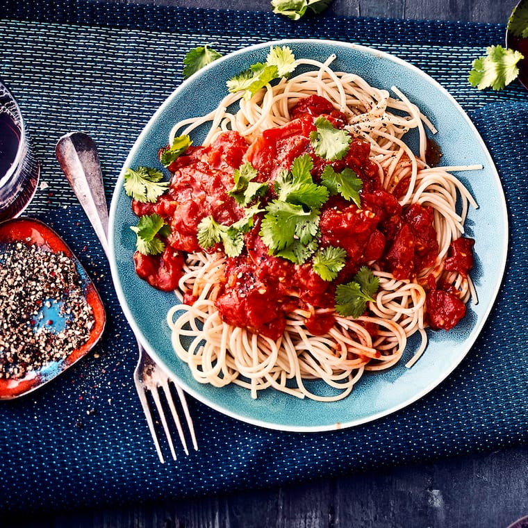 Spaghetti mit scharfer Sauce