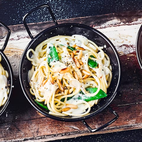 Spaghetti mit Zuckerschoten