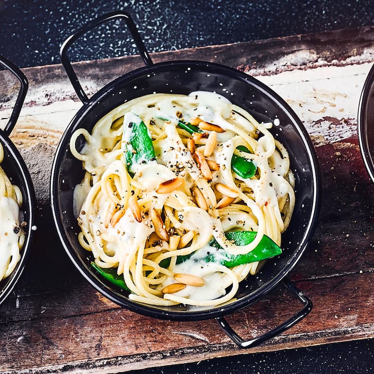 Spaghetti mit Zuckerschoten