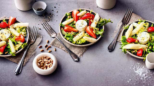 Spargelsalat an Ziegenkäse