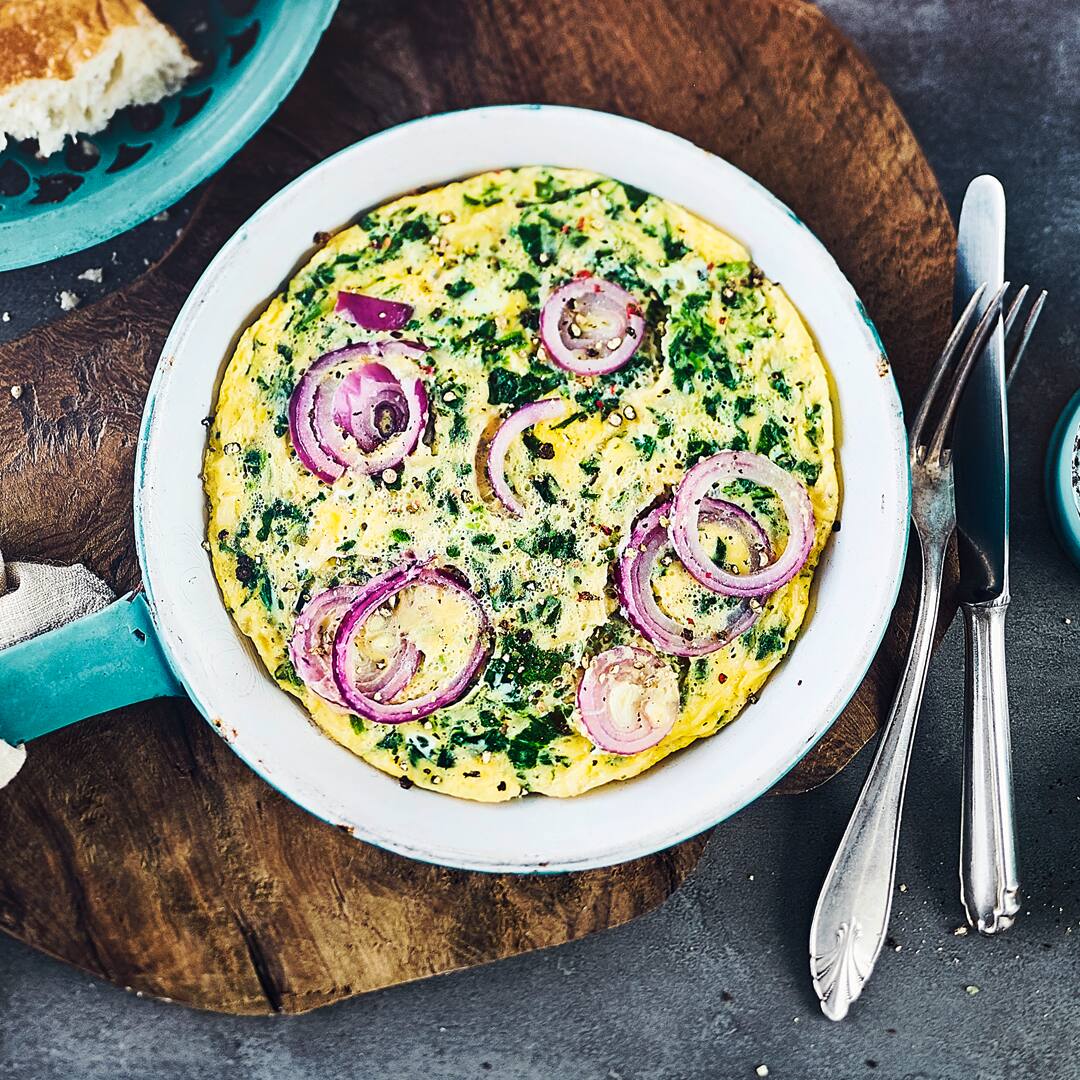 Spinat Zwiebelomelette