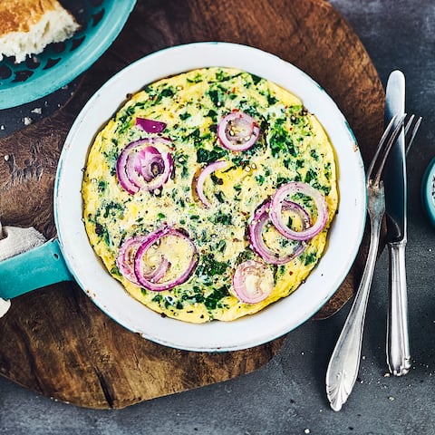 Spinat-Zwiebelomelette
