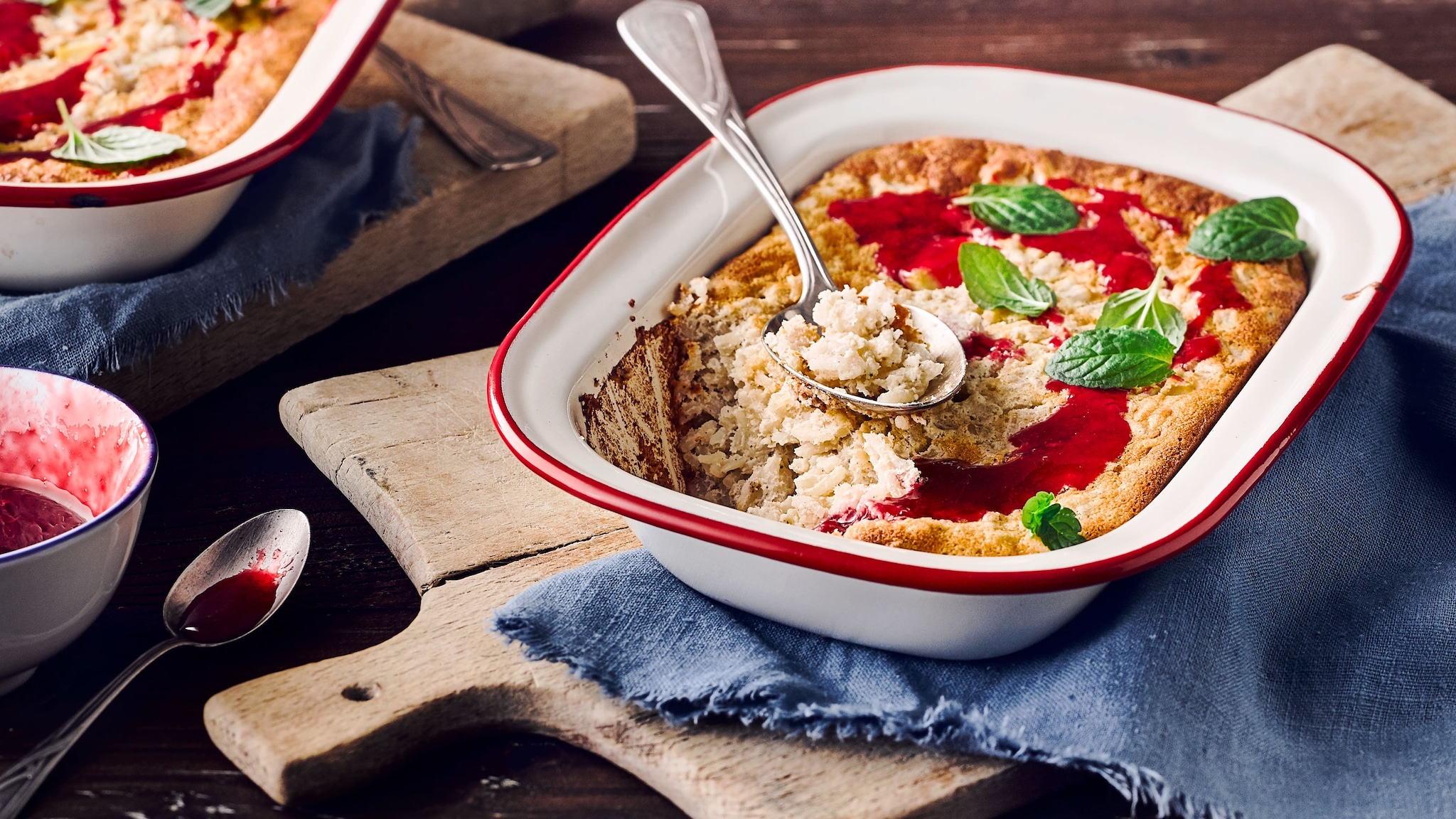 Reisauflauf mit Himbeersoße