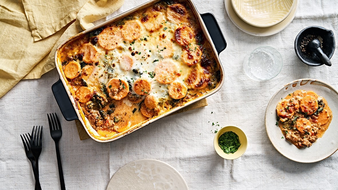 Süßkartoffel-Auflauf mit Hack