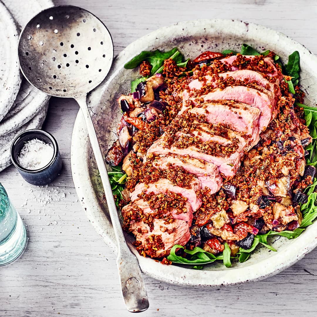 Tataki mit Auberginengemüse