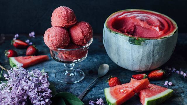 Wassermelonen-Erdbeer-Sorbet