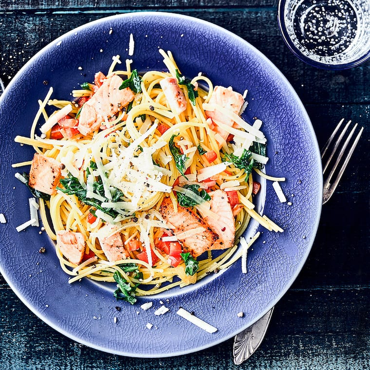 Wildlachs mit Spaghetti