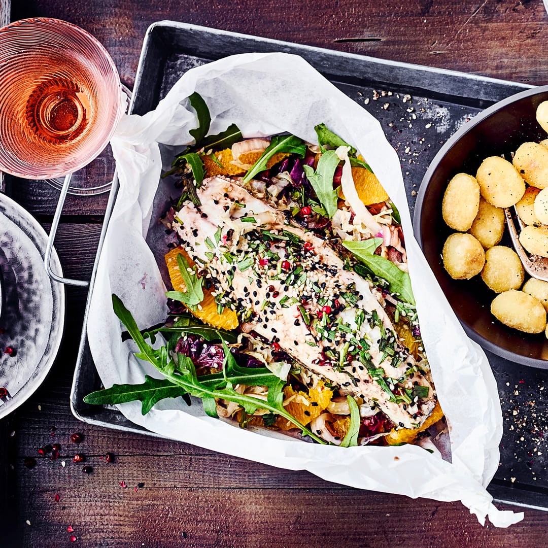 Wolfsbarsch mit Chinakohl