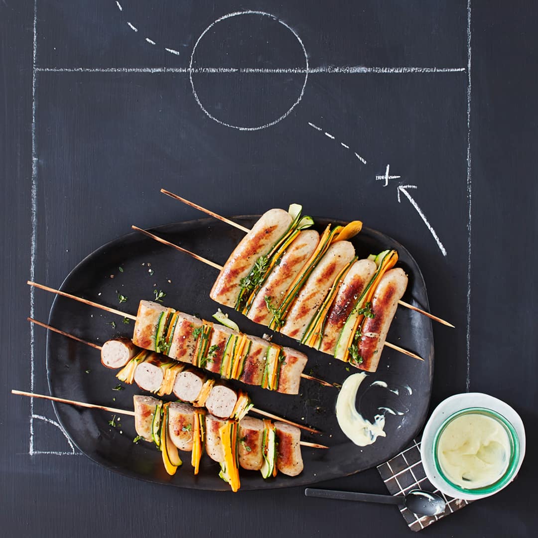 Wurst-Gemüse-Spieße