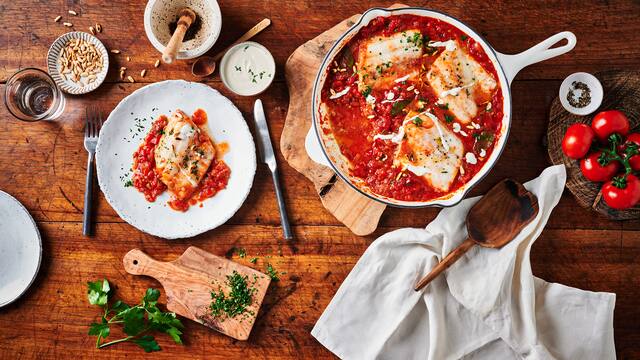 Zanderfilet in Harissa-Tomatensoße