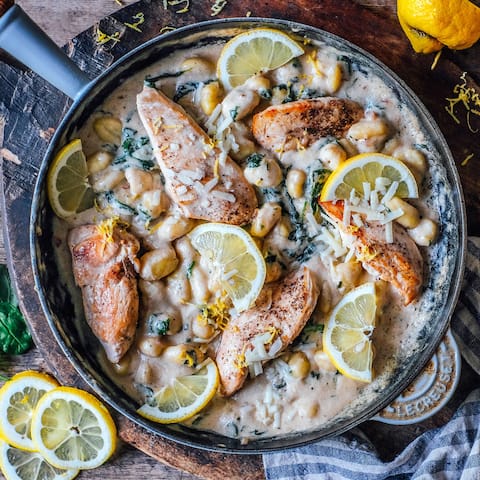 Zitronenhähnchen mit Gnocchi