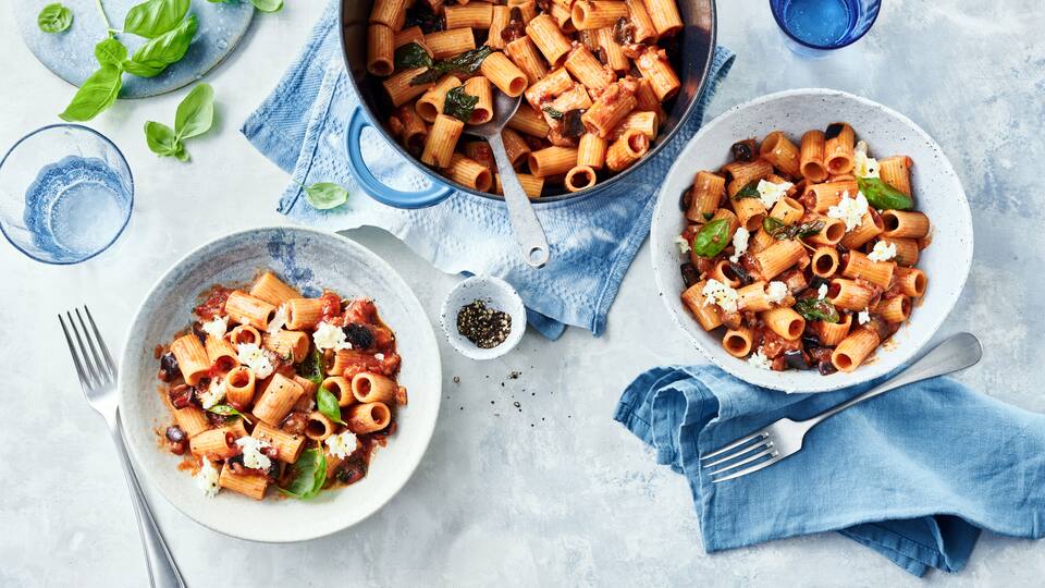 Mezze Maniche mit Aubergine 